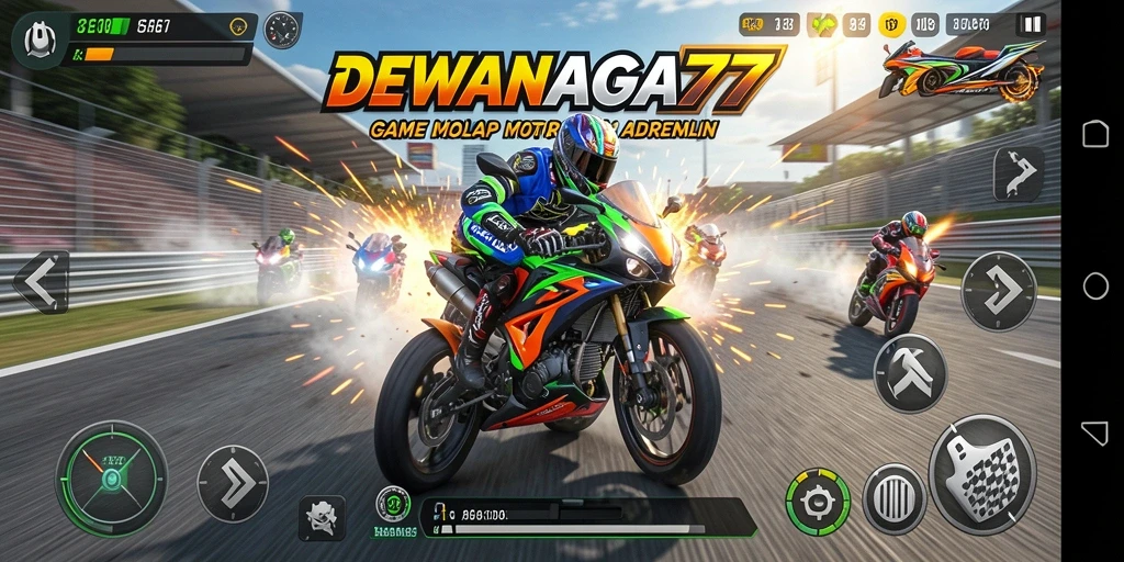 Tampilan gameplay balap motor yang mendebarkan di DEWANAGA77.