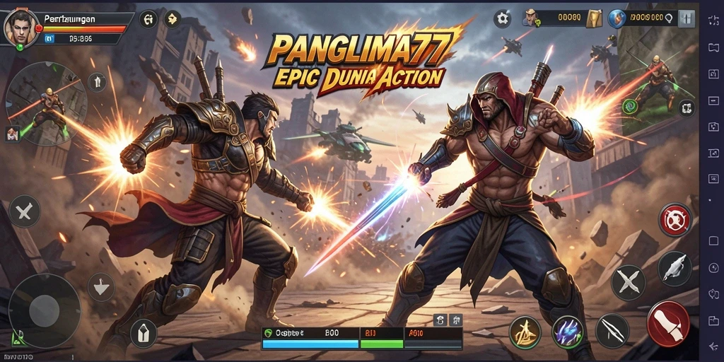 Tampilan seru dari gameplay pertempuran di PANGLIMA77.