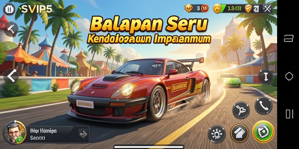 Tampilan gameplay balapan yang seru di SVIP5.