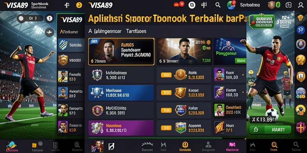 Tampilan menarik dari aplikasi Sportsbook VISA89 yang menawarkan taruhan olahraga.