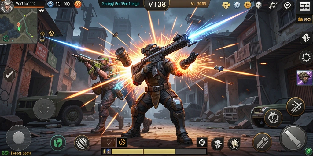 Screenshot VT38 menampilkan aksi pertempuran yang mendebarkan dalam permainan SLG.