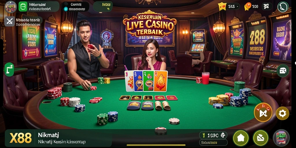 Tampilan gameplay Live Casino X88 yang menarik dan mendebarkan.